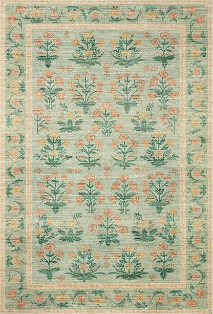 Loloi Rifle Paper Co. Eden Collection EDE-01 Mughal Rose Moss 7'-6" x 9'-6" Area Rug feat. CloudPile™