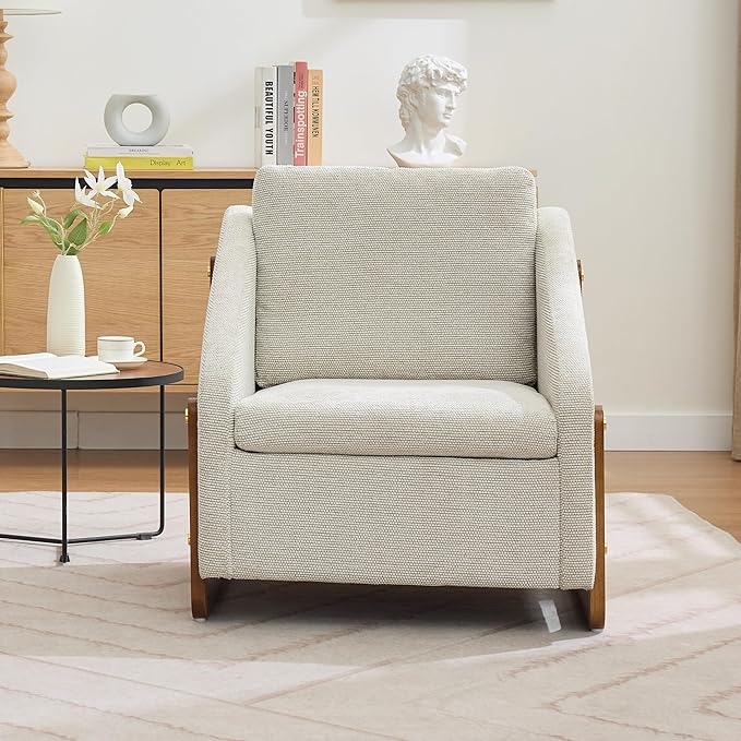 Modern Upholstered Armchair with Wooden Frame, 29" W x 29" D x 29" H, Light Gray Chenille Fabric, Living Room Accent Chair