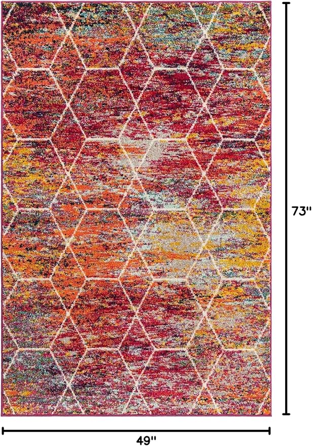 Unique Loom Trellis Frieze Collection Area Rug - Geometric (4' x 6', Multi/ Ivory)