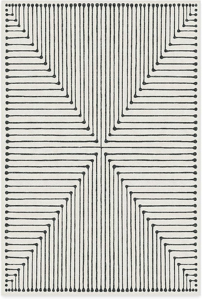 RUGGABLE x Jonathan Adler Machine Washable Modern Area Rug – Inkdrop Black & Ivory 6x9, Stain-Resistant, Non-Slip – Medium Rugs for Living Room, Bedroom, Hallway, Entryway & Office–with Standard Pad