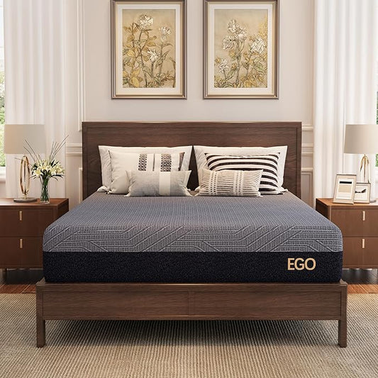 MLILY EGOHOME 10 Inch Twin Mattress, Copper Gel Cooling Memory Foam Mattress for Back Pain Relief,Therapeutic Single Mattress Bed in a Box, Made in USA, CertiPUR-US Certified, 38x75x10 Black