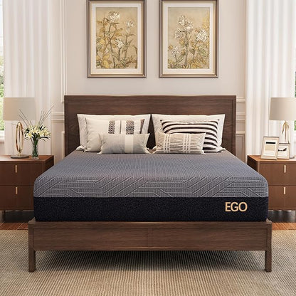 MLILY EGOHOME 10 Inch King Mattress, Copper Gel Cooling Memory Foam Mattress for Back Pain Relief,Therapeutic Double Mattress Bed in a Box, Made in USA, CertiPUR-US Certified, 76x80x10 Black