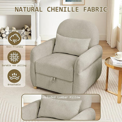 33.5" Accent Chair with Seat Storage Modern Reading Chair Accent Chairs for Living Room Armchair Bedroom,Apartment (Gray, 33.5")