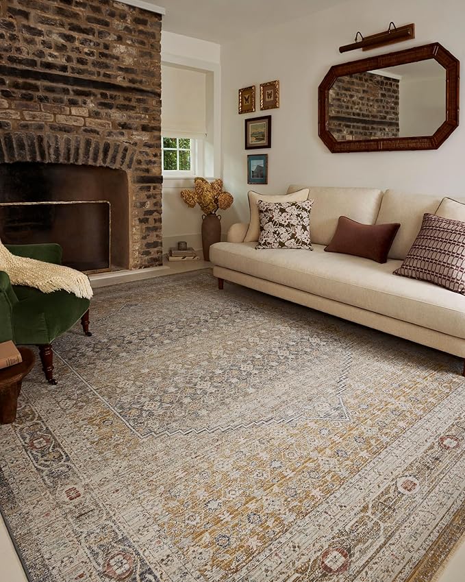 Loloi Chris Loves Julia Ida Collection IDA-02 Stone/Gold 2'-3" x 3'-10", .19" Pile Height, Accent Rug