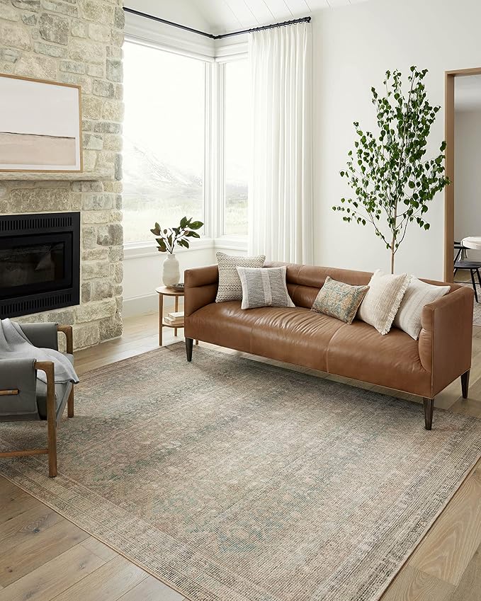 Loloi Angela Rose Aubrey Collection AUB-03 Jade/Natural 5'-0" x 7'-0", .19" Pile Height, Area Rug