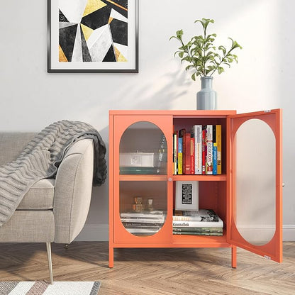 Metal Storage Cabinets, Modern Accent Cabinet with 2 Acrylic Doors, Sideboards with Adjustable Shelf and high feet, Entryway Storage Cabinet for Home, Office, Living Room,Sideboard, Hallway