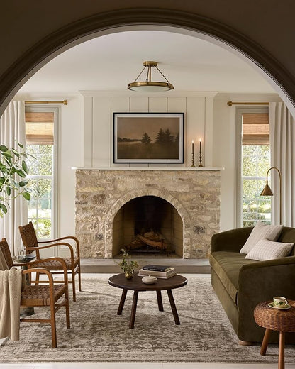 Loloi Magnolia Home by Joanna Gaines Pace Collection PAC-06 Forrest/Natural 9'-6" x 9'-6" Round Area Rug