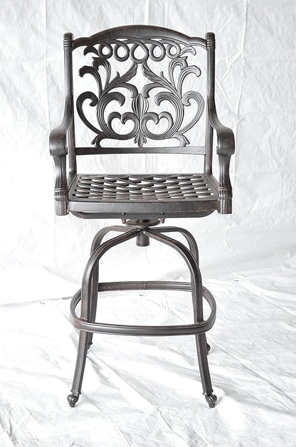 PatioLand Mandalay Patio Cast Aluminum 5pc Party Bar with Half Moon Bar Table - Antique Bronze