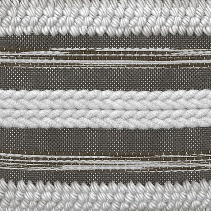 SIMPLIHOME Sommer Boho Square Pouf in Natural/Taupe Grey Handloom Woven Pattern for the Living Room, Bedroom and Kids Room