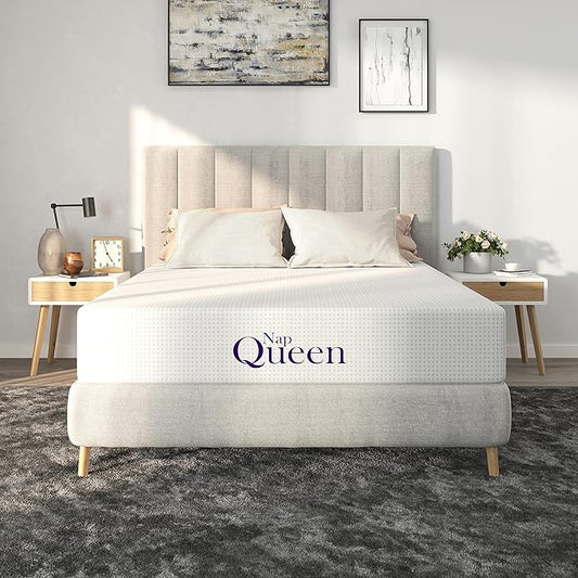 NapQueen Queen Mattress, 6 Inch Charcoal Memory Foam Mattress, Queen Bed Mattress in a Box, CertiPUR-US Certified, Medium Firm, Breathable Soft Fabric Cover