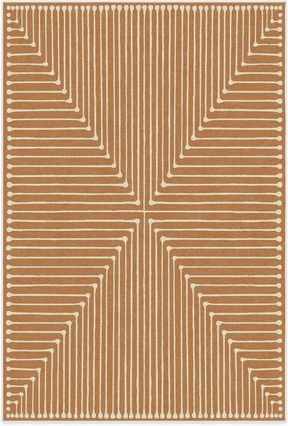 RUGGABLE x Jonathan Adler Machine Washable Modern Area Rug – Inkdrop Copper 6x9, Stain-Resistant, Non-Slip – Medium Rugs for Living Room, Bedroom, Hallway, Entryway & Office–with Standard Pad