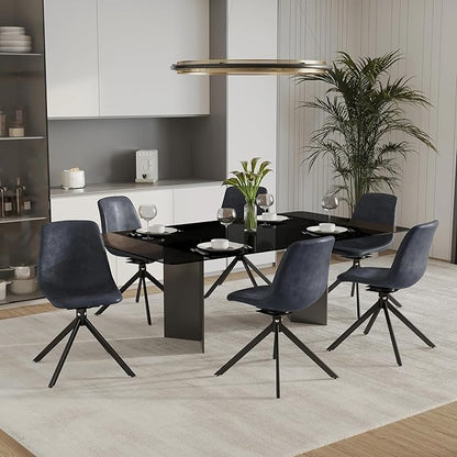 LeisureMod Markley Swivel Leather Dining Side Chair with Durable Iron Legs – Comfortable Accent Chair for Kitchen, Dining Room, or Office Set of 4