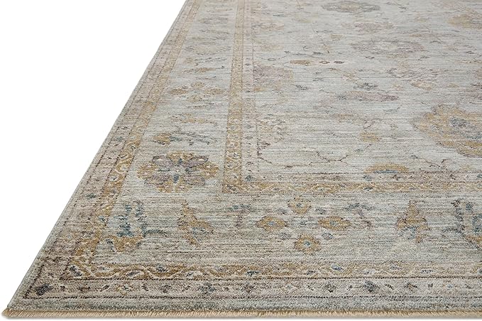Loloi Magnolia Home by Joanna Gaines Millie Collection MIE-02 Sky/Gold 2'-7" x 14', .25" Pile Height, Runner Rug