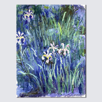 Wieco Art Canvas Print Wall Art Irises by Claude Monet Oil Paintings Reproduction Landscape Pictures Artwork on Canvas Art for Living Room Decorations and Wall Decor