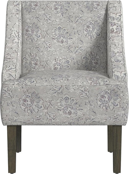 Mid Century Modern Accent Chair Wingback Living Room Chair Comfy Upholstered Scooped Armchair Fabric Side Chair with Wood Legs for Small Space, Bedroom, Apartment, Office, Waiting Room (Linen)