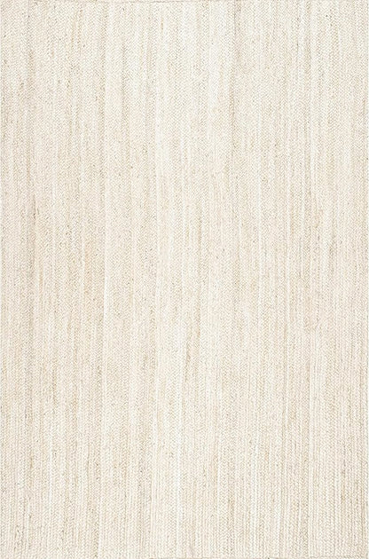 nuLOOM 5x8 Rigo Jute Hand Woven Area Rug, Off White, Solid Farmhouse Design, Natural Fiber, For Bedroom, Living Room, Dining Room, Hallway, Office, Kitchen, Entryway