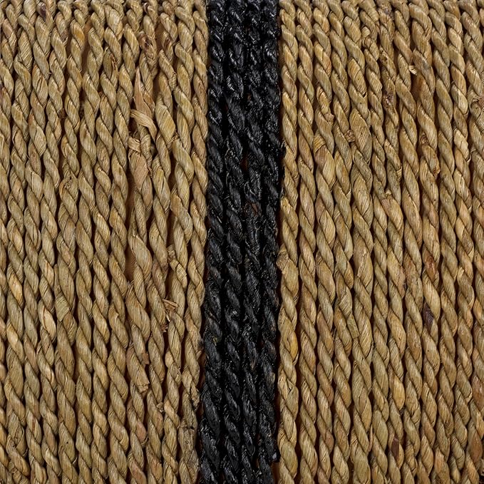 SAFAVIEH Couture Collection - Liatasha Natural & Black Woven Seagrass Square Ottoman, Fully Assembled (CWK2023A)