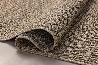 Loloi Chris Loves Julia Providence Collection PRC-05 Natural/Graphite 7'-6" x 10', .12" Pile Height, Indoor/Outdoor Area Rug