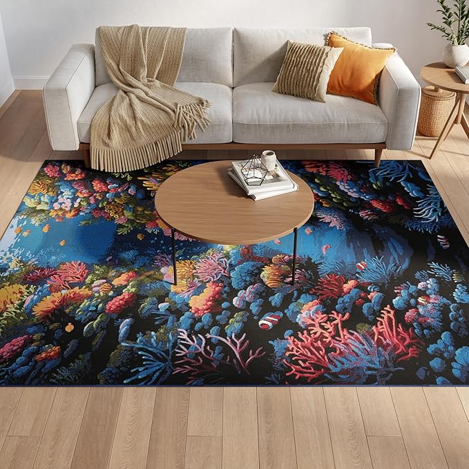 Nourison Home Color Splash Multicolor 4' x 6' Area Rug - Easy Clean, Non Shedding, Bed Room, Living Room, Dining Room, Kitchen (4' x 6')