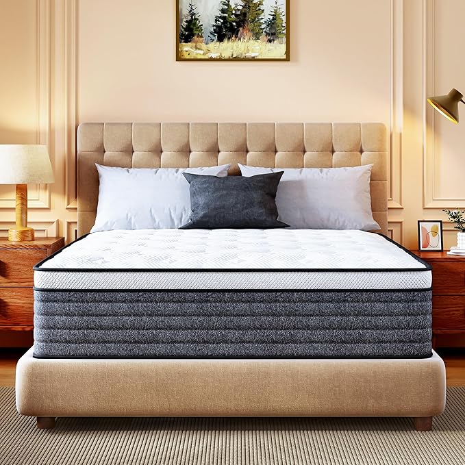 CH CHARME HOUSE Twin Mattress, 14 Inch Twin Size Hybrid Mattress in a Box, Medium Feel Foam and Individual Pocket Springs, Extra Edge Support, Pressure Relief, CertiPUR-US