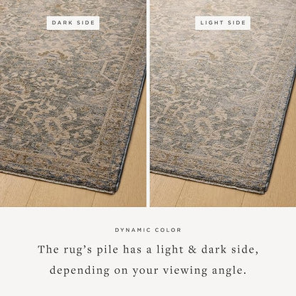 Loloi Magnolia Home by Joanna Gaines Junie Collection JUE-01 Blue/Natural 5'-3" x 5'-3", .38" Pile Height, Round Area Rug