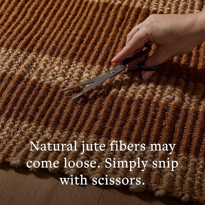 Loloi Leanne Ford Weatherstaff Collection WTS-03 Natural/Olive 2'-6" x 7'-6" Runner Rug Jute, Striped, Neutral, Hallway, Kitchen, Mudroom, and Bathroom