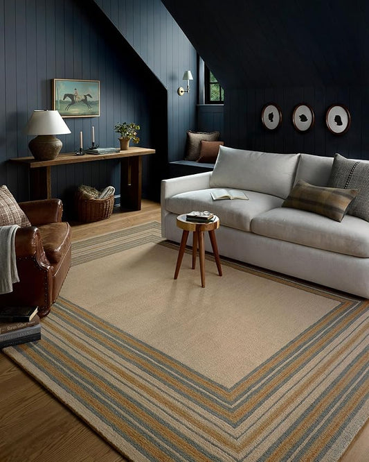 Loloi Chris Loves Julia Alfie Collection ALF-05 Natural/Multi 2'-6" x 7'-6" Runner Rug Wool Neutral Living Bedroom Dining Carpet