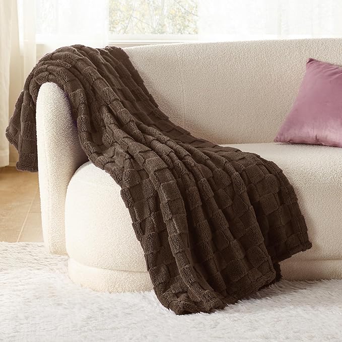 Bedsure GentleSoft Dark Brown Throw Blanket for Couch - Super Soft Cozy Blankets Gifts for Women Men Girls, Cute Small Fleece Throws for Bedroom Home Decor, 50x70 Inches