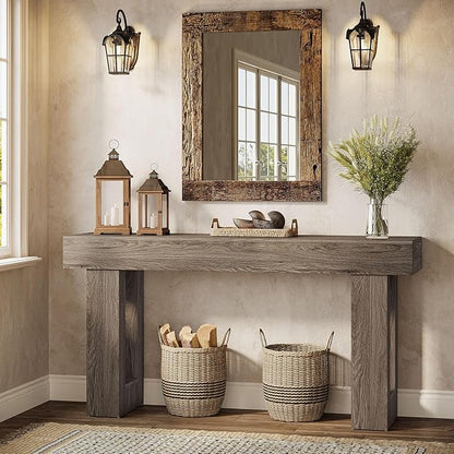 Tribesigns Console Table, 63" Farmhouse Entryway Table, Rectangular Wooden Accent Console for Entrance, Hallway & Living Room (Grey)