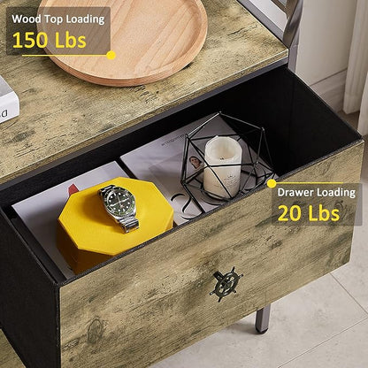 VECELO Dresser TV Stand for Bedroom with 5 Fabric Drawers, Entertainment Center for 32/40/43 in TVs, Media Console Table with Storage, Open Shelf, Adjustable Feet, Living Room Furniture, Rustic Gray