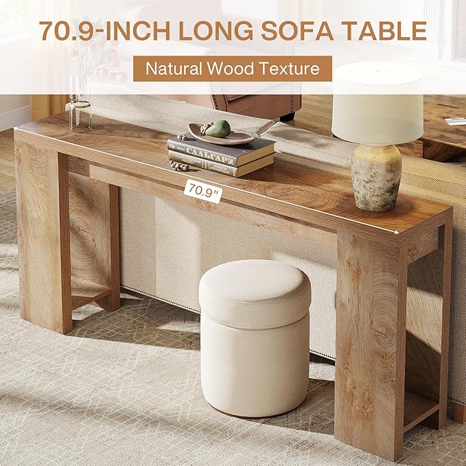 Tribesigns 70.9-Inch Long Console Table, Farmhouse Wooden Entryway Sofa Table Behind Couch, Narrow Entry Console for Living Room, Hallway, Entrance, Foyer