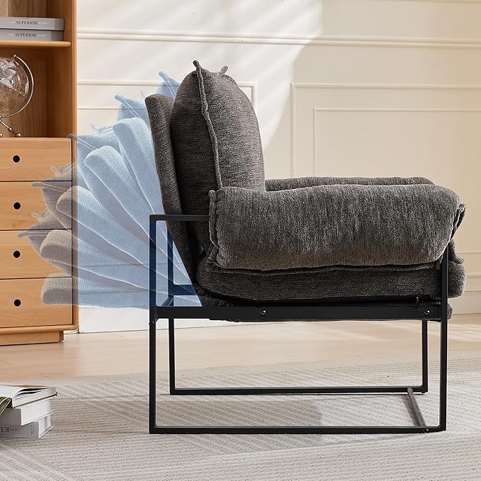 Xifan Modern Comfy Reclining Chair with 6 Angle Adjustable Backrest, Upholstered Accent Chair Fabric Living Room Lounge Chair for Reading Room - Gray, 1PC