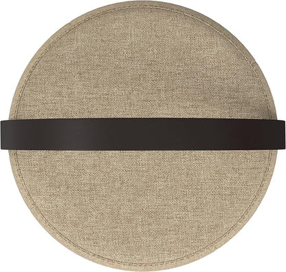 SIMPLIHOME Ramsay 16 inch Wide Contemporary Irregular Footstool in Taupe Linen Look Fabric, Fully Assembled for The Living Room