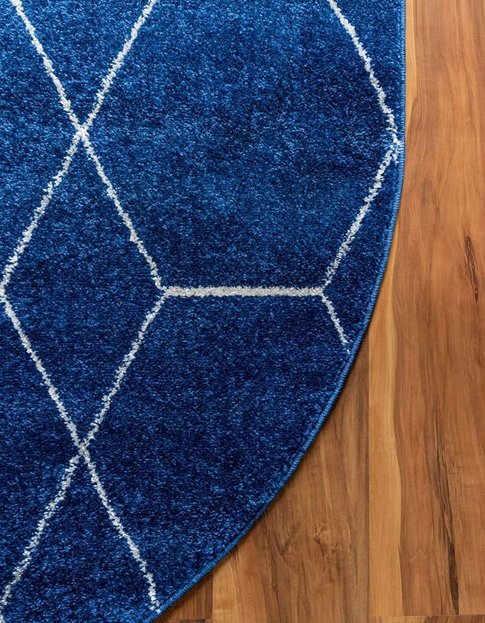 Unique Loom Trellis Frieze Collection Area Rug - Geometric (5' x 8' Oval, Navy Blue/ Ivory)