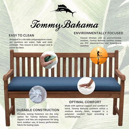 Tommy Bahama Bench Cushion, 50" X 16" X 2.5", Bamboo Bay Cobalt