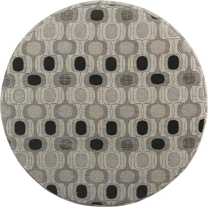 Homepop Home Decor | Upholstered Round Storage Ottoman | Ottoman with Storage for Living Room & Bedroom (Black Geo) Large
