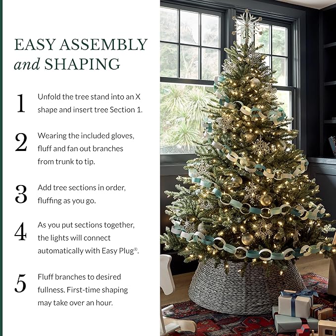 Balsam Hill 6.5ft Pre-Lit Classic Blue Spruce - Artificial Christmas Tree with 2,144+ Tips, 700 Clear LED Lights, Easy Plug Technology & Premium Stand for Indoor Holiday Decorating