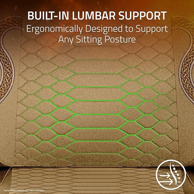 Razer Iskur V2 X Ergonomic Gaming Chair: Built-in Lumbar Support - Widened Seat - High Density Foam Cushions - Adjustable 152 Degree Recline - 2D Armrests - Plush Fabric - Counter Strike 2 Edition
