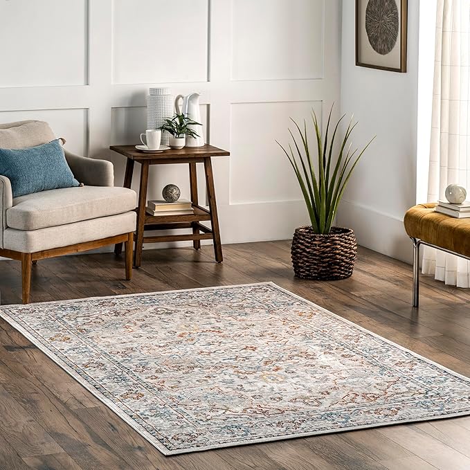 nuLOOM Cady Machine Washable Transitional Area Rug, 5' x 7'6", Beige