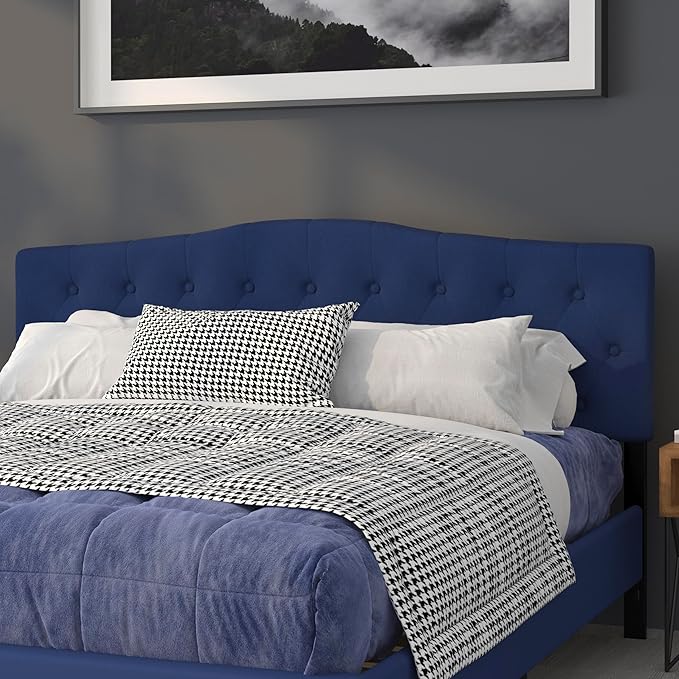 BizChair Tufted Upholstered King Size Headboard in Navy Fabric