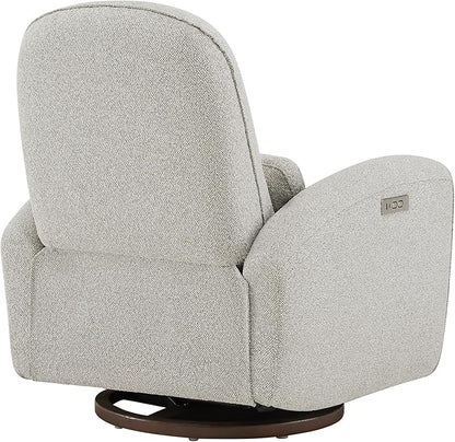 Watson & Whitely Swivel Glider Chairs, Nursery Rocking Chairs Power Recliner with Pillow Lumbar Support Charging Ports & Solid Wood Base for Living Room, Grey