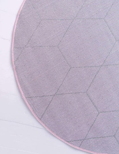 Unique Loom Trellis Frieze Collection Area Rug - Geometric (7' Round, Light Pink/ Ivory)
