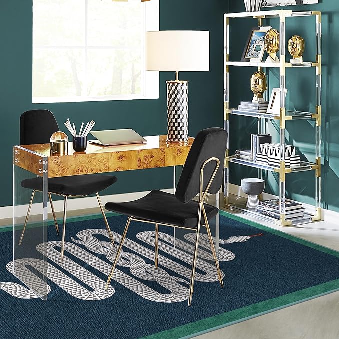 RUGGABLE x Jonathan Adler Machine Washable Modern Area Rug – Venom Sapphire 5x7, Stain-Resistant, Non-Slip – Medium Rugs for Living Room, Bedroom, Hallway, Entryway & Office–with Cushioned Pad