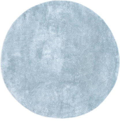 nuLOOM 6' Round Cozy Plush Area Rug, Machine Washable, Non-Slip, Soft Fluffy Shag Carpet for Living Room Bedroom Kids Room Nursery Home Decor, Loni Light Blue