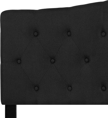BizChair Tufted Upholstered Queen Size Headboard in Black Fabric