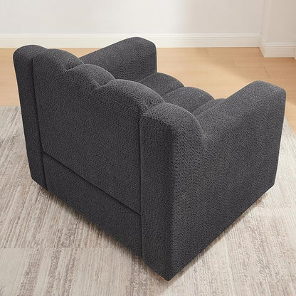 VANOMi Oversized Accent Chair, Modern Living Room Chairs, Comfy Boucle Fabric Upholstered Armchair for Bedroom, Office, Waiting Room (Dark Gray)