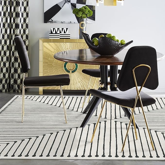 RUGGABLE x Jonathan Adler Machine Washable Modern Area Rug – Inkdrop Black & Ivory 6x9, Stain-Resistant, Non-Slip – Medium Rugs for Living Room, Bedroom, Hallway, Entryway & Office–with Cushioned Pad