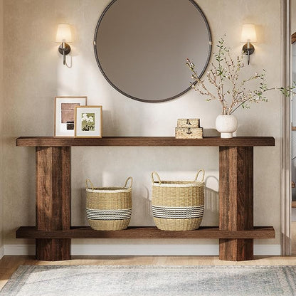 Tribesigns 71-Inch Long Console Table for Entryway, Wooden Sofa Table Behind Couch, for Living Room, Hallway, Foyer, Dark Brown