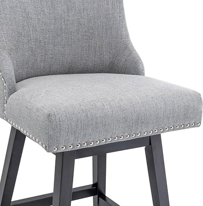 Bar Stool, 26 Inch Upholstered Barstools with 13.8" High Back and Footrest, Swivel Counter Height Barstools for Kitchen Island Home Bar Performance Fabric Gray