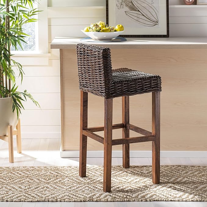 Safavieh Home Collection Cypress Cappuccino Wicker 30-inch Bar Stool